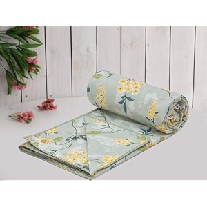 amazon brand - umi super soft brushed microfiber cotton 3 layer breathable single dohar lightweight summer blanket dohar 57x87inches 144x220cm flannel dohar throws for bed yellowgreen