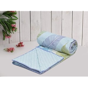 amazon brand - umi super soft brushed microfiber cotton 3 layer breathable single dohar lightweight summer blanket dohar 57x87inches 144x220cm flannel dohar throws for bed blue patti