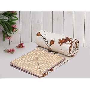 amazon brand - umi super soft brushed microfiber cotton 3 layer breathable single dohar lightweight summer blanket dohar 57x87inches 144x220cm flannel dohar throws for bed creambrown