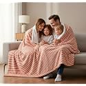 Amazon Brand - Umi Towel Sherpa Blanket for Winter King Size 500 GSM, Ultra Super Soft Fleece Blanket for Heavy Winter, Mid Winter &amp; AC Room (88X90 Inches, Dark Orange &amp; White)