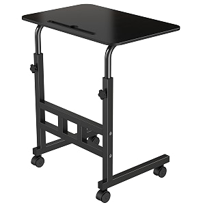 amazon brand - umi wooden multipurpose adjustable height table with wheels for work from home study office and bedroom without drawer