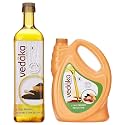Amazon Brand - Vedaka Cold Pressed Groundnut (Peanut) Oil, 5L- (Ghani) & Amazon Brand - Vedaka Sesame (Gingelly) Oil Bottle, 1 L (Cheku/Ghani)