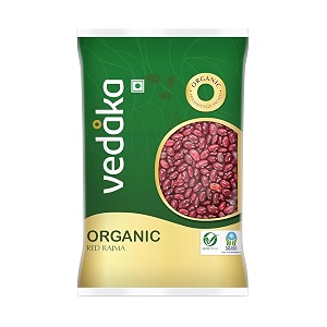 amazon brand - vedaka organic red rajma 500g  low in fat  naturally rich source of protein amp fiber  cholesterol free amp no added additives
