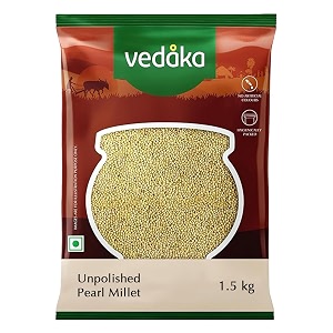 amazon brand - vedaka unpolished pearl millet  15 kg  bajrasajjekambupindisajjalu  naturally rich in fiber  gluten-free  rich in prebiotic dietary fibre