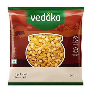 amazon brand - vedaka unpolished chana dal  200 g  rich in protein  naturally cholesterol-free  no added additives amp no preservatives