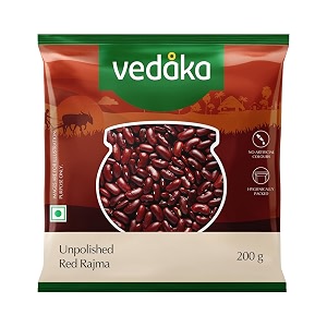 amazon brand - vedaka unpolished red rajma  200 g  premium kidney beans  naturally packed with plant-based protein  no artificial preservatives