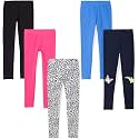 Amazon Essentials Girls' Cotton Stretch Leggings, Multipacks