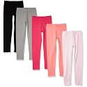 Amazon Essentials Girls' Cotton Stretch Leggings, Multipacks