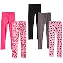 Amazon Essentials Girls' Cotton Stretch Leggings, Multipacks