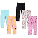 Amazon Essentials Girls' Cotton Stretch Leggings, Multipacks