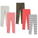 Amazon Essentials Girls' Cotton Stretch Leggings, Multipacks