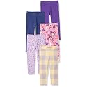 Amazon Essentials Girls' Cotton Stretch Leggings, Multipacks