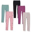 Amazon Essentials Girls' Cotton Stretch Leggings, Multipacks