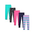 Amazon Essentials Girls' Cotton Stretch Leggings, Multipacks