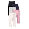 Amazon Essentials Girls' Cotton Stretch Leggings, Multipacks
