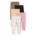 Amazon Essentials Girls' Cotton Stretch Leggings, Multipacks