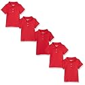 Amazon Essentials Girls and Toddlers' Short Sleeve School Uniform Interlock Polo Shirt, Collared, Multipacks
