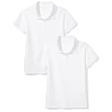 Amazon Essentials Girls and Toddlers' Short Sleeve School Uniform Interlock Polo Shirt, Collared, Multipacks