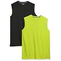 Amazon Essentials Men's Active Performance Tech Muscle Sleeveless Top, Breathable Moisture Wicking Workout Shirt, Pack of 2