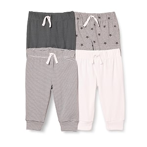 amazon essentials unisex babies39 cotton pull-on pants pack of 4 4-pack heather grey star 24 months