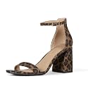 Amazon Essentials Women's High Heel Nola Block Heels Sandals with Ankle Strap