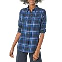 Amazon Essentials Women's Regular-Fit Long-Sleeve Lightweight Cotton Brushed Flannel Shirt
