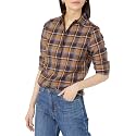 Amazon Essentials Women's Regular-Fit Long-Sleeve Lightweight Cotton Brushed Flannel Shirt