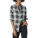 Amazon Essentials Women's Regular-Fit Long-Sleeve Lightweight Cotton Brushed Flannel Shirt