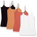 Amazon Essentials Women's Slim-Fit Camisole for Layering and Everyday Wear, Pack of 4