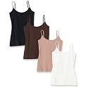 Amazon Essentials Women's Slim-Fit Camisole for Layering and Everyday Wear, Pack of 4