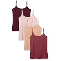 Amazon Essentials Women's Slim-Fit Camisole for Layering and Everyday Wear, Pack of 4