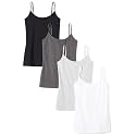 Amazon Essentials Women's Slim-Fit Camisole for Layering and Everyday Wear, Pack of 4