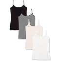 Amazon Essentials Women's Slim-Fit Camisole for Layering and Everyday Wear, Pack of 4