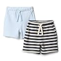 Amazon Essentials x Sofia Grainge Toddler and Baby Boys' Elasticated Pull On Knit Shorts, Cotton Blend, Breathable, Pack of 2