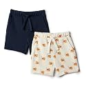 Amazon Essentials x Sofia Grainge Toddler and Baby Boys' Elasticated Pull On Knit Shorts, Cotton Blend, Breathable, Pack of 2