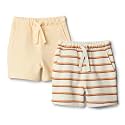 Amazon Essentials x Sofia Grainge Toddler and Baby Boys' Elasticated Pull On Knit Shorts, Cotton Blend, Breathable, Pack of 2
