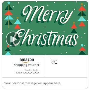 amazon shopping voucher - merry christmas- snowy holidays animated