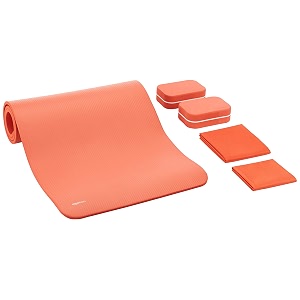 amazonbasics 13 mm thick yoga mat - 6 piece set coral red