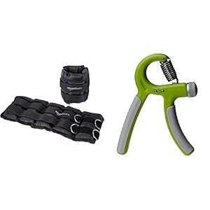 amazonbasics ankle weight 5lb x 2 and amazonbasics adjustable hand grip strengthener 2-pack green