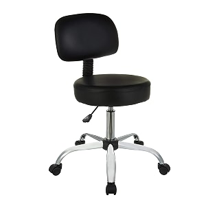 amazonbasics height adjustable officebarkitchen stool with back cushion in black leather upholstery