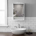 Amazon Basics Plastic Multipurpose, Wall-Mounted Storage Cabinet with Mirror, Small (White)