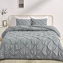 AmazonBasics Pinch Pleat Comforter Bedding Set, King, Dark Grey