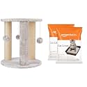 AmazonBasics Round Cozy Cat Tree & AmazonBasics Scoopable Bentonite Cat Litter, Unscented, 5Kg Pack of 2