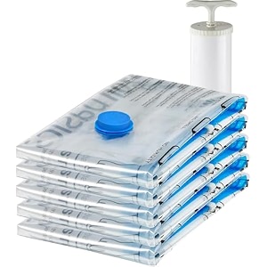 amazon basics vacuum compression storage bags with hand pump - medium 5-pack