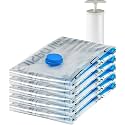 amazon basics Vacuum Compression Storage Bags with Hand Pump - Large, 5-Pack, Plastic