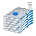 amazon basics Vacuum Compression Storage Bags with Hand Pump - Jumbo, 6-Pack, Plastic, Transparent