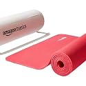 AmazonBasics Yoga Mat | 6 MM Thick Mat | Bag Included | Grippy Surface | Anti Slip Exercise Mat | TPE and EVA Material | Yoga Mat for Men &amp; Women | Exercise Mat for Gym or Home (Red)
