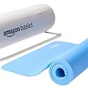 AmazonBasics Yoga Mat | 6 MM Thick Mat | Bag Included | Grippy Surface | Anti Slip Exercise Mat | TPE and EVA Material | Yoga Mat for Men &amp; Women | Exercise Mat for Gym or Home (Blue)