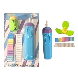 amb blue electric eraser with fan and refills for kids and professionals with great life and accuracy - 30 refills