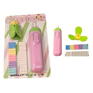 amb pink electric eraser with fan and refills for kids and professionals with great life and accuracy - 30 refills